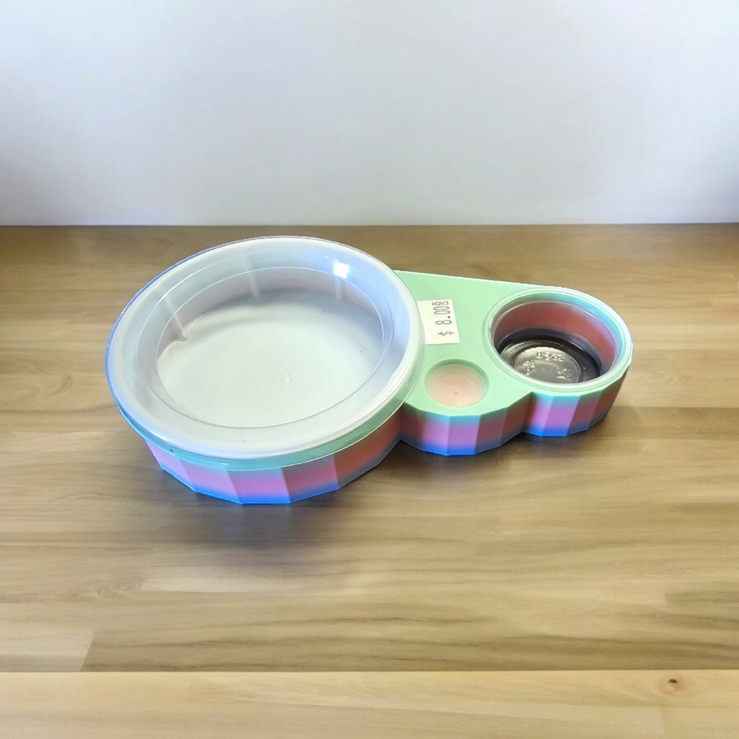 Mealworm Dish and Water Bowl Holder with Calcium Divot