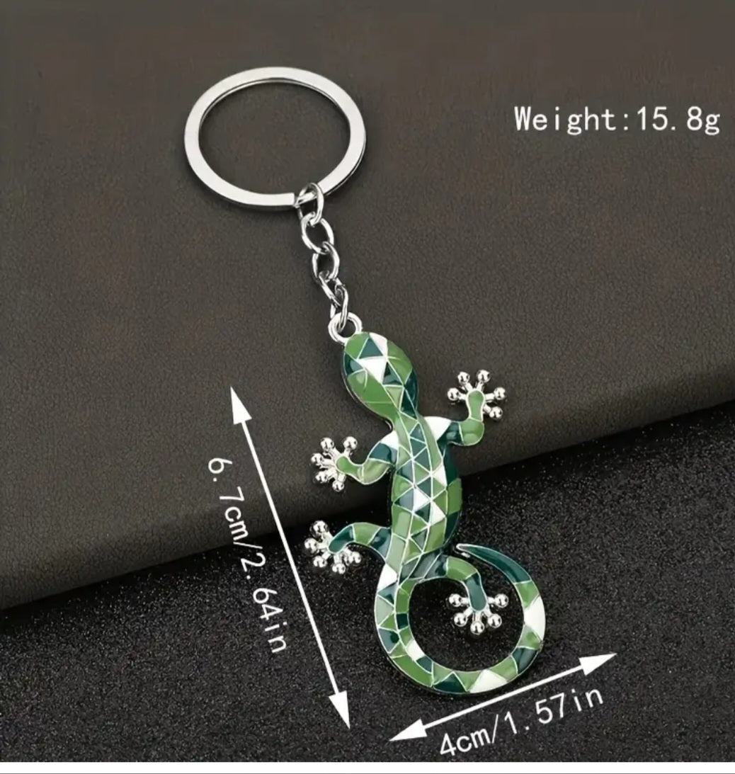 Metal Gecko Keychain